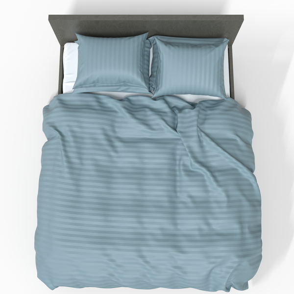 Handgefertigtes Premium-Satin-Canvas-Baumwoll-Duvet-Bezug | Stone Blue