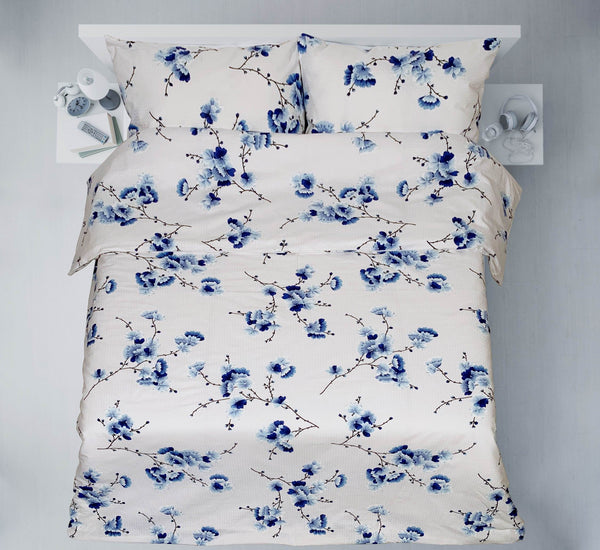 Paskutiniai vienetai rankų darbo medvilninio patalynės komplekto | Blue Porcelain