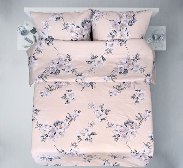 Paskutiniai vienetai rankų darbo medvilninio patalynės komplekto | Blossom Blush